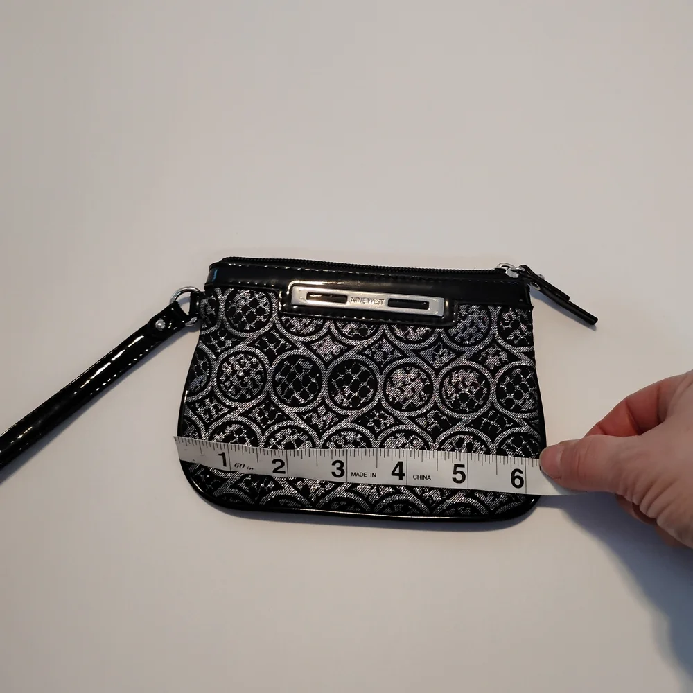 Y2k Revival Minimalist Maximalist Monochrome  Nine West Black & Silver Wristlet